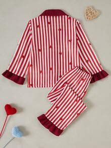 SHEIN Young Girl Striped Long Sleeve Top And Pants Casual Daily Home Sleepwear Set - Multicolor - View 2
