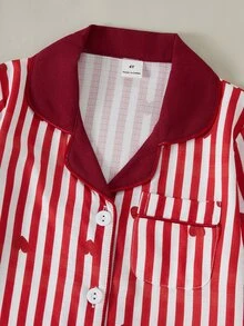 SHEIN Young Girl Striped Long Sleeve Top And Pants Casual Daily Home Sleepwear Set - Multicolor - View 7