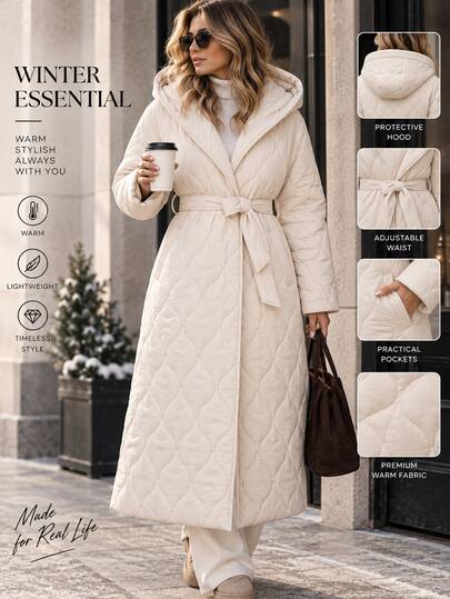 Rafferiza Dames, Herfst, Winter, Lang, Lange mouwen, Gewatteerd, Capuchon, Casual, Dagelijkse kleding, Crèmekleurige gewatteerde jas met ceintuur, Crèmekleurige gewatteerde jas met capuchon, Crèmekleurige gewatteerde jas met ceintuur, Crèmekleurige lange gewatteerde jas, Crèmekleurige gewatteerde wikkeljas, Crèmekleurige midi-jas, Crèmekleurige geïsoleerde winterjas, Crèmekleurige comfortabele gewatteerde bovenkleding, Crèmekleurige parka met ceintuur, Crèmekleurige oversized gewatteerde jas, Crèmekleurige minimalistische bovenkleding, Crèmekleurige moderne gewatteerde jas, Crèmekleurige neutrale laagjesjas, Crèmekleurige winterjas, Crèmekleurige modieuze jas