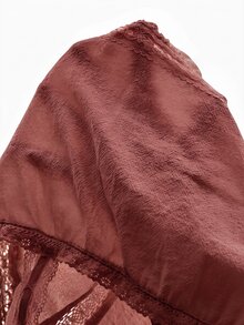 Willow Rêve Atasan Camisole Wanita Motif Bordir Patchwork Renda Bergaya Vintage Romantis - Dusty Pink - View 10