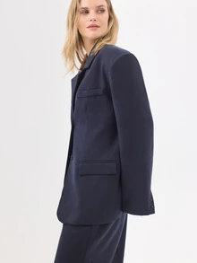 KÆRIA Hus Longline Single-Breasted Blazer - Lyocell Drape - Navy - Tailored, Workwear, Day, Office, Casual, Chill, Set, Outwear, Meeting - Black - View 4