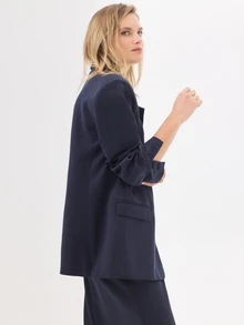 KÆRIA Hus Longline Single-Breasted Blazer - Lyocell Drape - Navy - Tailored, Workwear, Day, Office, Casual, Chill, Set, Outwear, Meeting - Black - View 1