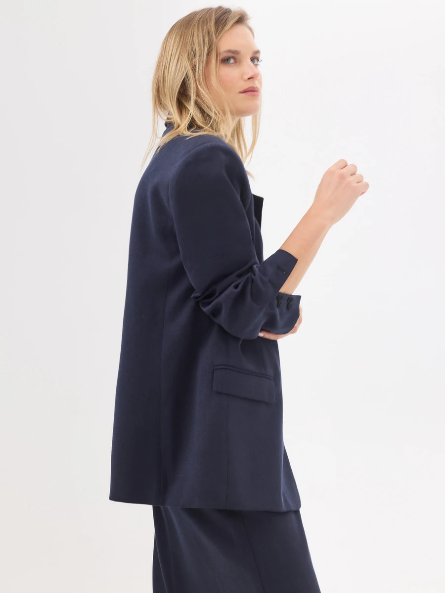 KÆRIA Hus Longline Single-Breasted Blazer - Lyocell Drape - Navy - Tailored, Workwear, Day, Office, Casual, Chill, Set, Outwear, Meeting - Black - View 1
