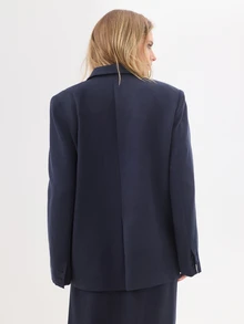 KÆRIA Hus Longline Single-Breasted Blazer - Lyocell Drape - Navy - Tailored, Workwear, Day, Office, Casual, Chill, Set, Outwear, Meeting - Black - View 2