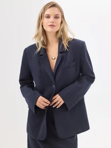 KÆRIA Hus Longline Single-Breasted Blazer - Lyocell Drape - Navy - Tailored, Workwear, Day, Office, Casual, Chill, Set, Outwear, Meeting - Black - View 6