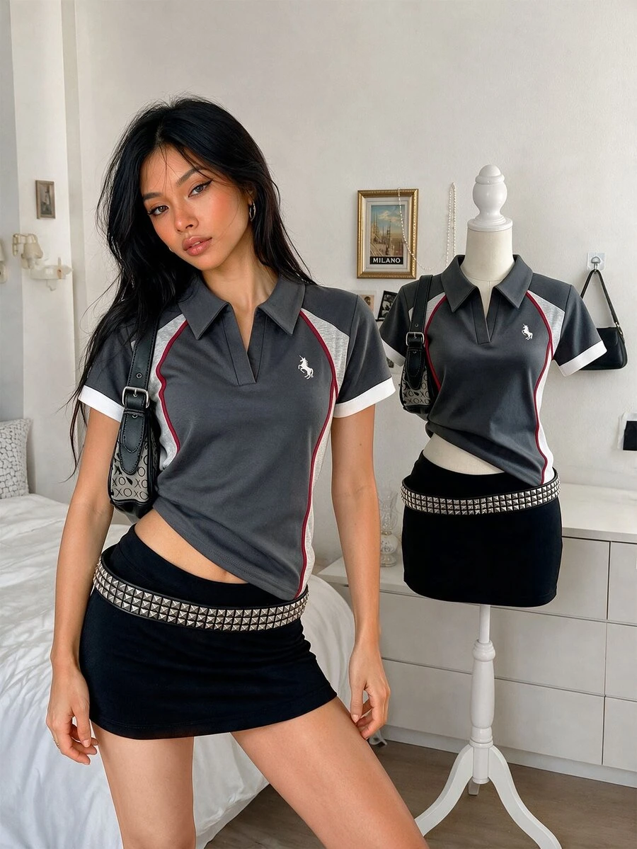 Lalippa Women's Animal Print Colorblock Casual Versatile Daily Short Sleeve Top - Multicolor - View 1