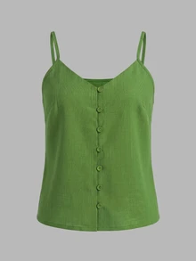INAWLY Women's Solid Color Casual Tropical Versatile Daily Wear Camisole Top Vacation Green Summer - Green - View 5