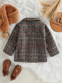Souflis Souflis Baby Boys Casual Minimalist Classic Plaid Fleece Lined Long Overcoat Autumn Winter - Multicolor - View 11
