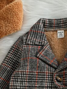 Souflis Souflis Baby Boys Casual Minimalist Classic Plaid Fleece Lined Long Overcoat Autumn Winter - Multicolor - View 12