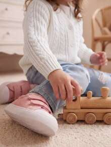 SHEIN Young Girl Solid Color Casual Versatile Daily Wear Cardigan Autumn Winter - Apricot - View 2