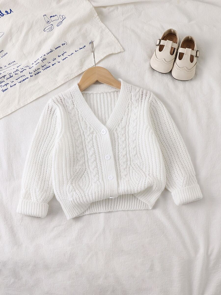 SHEIN Young Girl Solid Color Casual Versatile Daily Wear Cardigan Autumn Winter - Apricot - View 1