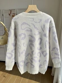 Tween Girl Leopard Pattern Duster Cardigan Autumn Winter - Beige - View 2