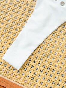 Oceva 2025新款女士纯色性感抹胸沙滩度假夏季休闲性感泳装套装度假比基尼套装水钻泳衣水钻比基尼系带比基尼套装蝴蝶结比基尼白色比基尼 - 白色 - 查看 6