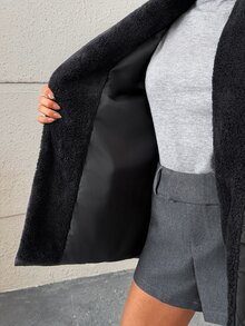 Pariaura Women, Autumn, Winter, Regular Length, Long Sleeve, Elegant, Quilted, - Black - View 10