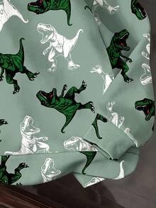 Kids Young Boy Hooded Long Sleeve Sweatshirt, Classic Handsome Cartoon Dinosaur Print, Suitable For Autumn/Winter - Multicolor - View 4
