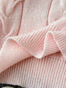 SHEIN Teen Girl Teen Girls Sweaters Autumn/Winter Casual Outing Pink Solid Color Pattern Lantern Sleeve Short Length Long Sleeve Knitwear - Pink - View 5
