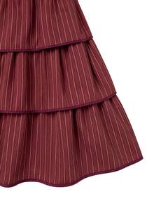 Nöista  Burgundy Striped Two Pieces Set,Ruffles,Perfect Youthful, Soft Elegant,Sweet, Practical,Suitable Everyday Wear-Girls With Sweet ,Fall Winter. - Rust Brown - View 13