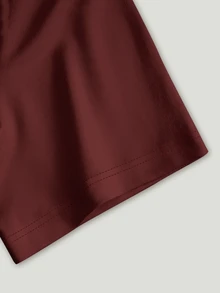 Lalippa 女士休闲时尚街头通勤字母星形印花短袖上衣，夏季 - 酒紅色 - 查看 6