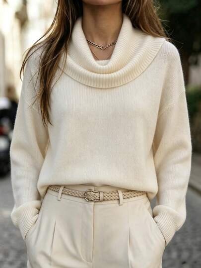 Trelyra Fall/Winter New Year Outfit Elegant Chic Vintage Outfit Detachable Ruffle Neck Birthday Social Formal Luxury White Top Women's Oversize Collar Sweater