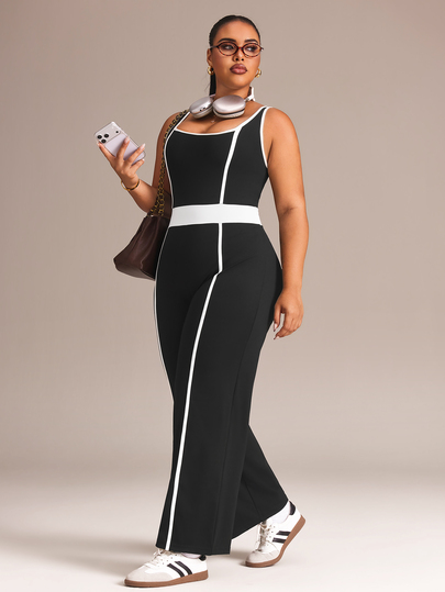 Rhythm Era Jumpsuit Olahraga Kasual Sehari-hari Motif Blok Warna untuk Wanita Ukuran Plus