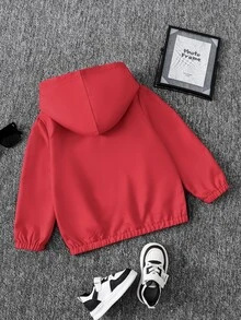 SHEIN 1件男童新款秋季蜘蛛印花長袖連帽拉鍊外套，舒適面料，時尚版型，適合多季節與多場合穿著 - 彩色 - 查看 2