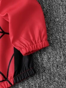 SHEIN 1件男童新款秋季蜘蛛印花長袖連帽拉鍊外套，舒適面料，時尚版型，適合多季節與多場合穿著 - 彩色 - 查看 4