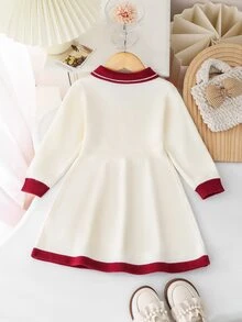 HELLO KITTY AND FRIENDS | SHEIN GraphicGems 女童針織毛衣洋裝，刺繡拼接配色，可愛甜美淑女風，休閒簡約日常百搭，舒適柔軟，適合日常出遊、戶外、上學、玩耍、野餐、旅行 - 彩色 - 查看 2