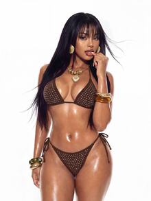 Oceva Chic Women's Brown Halter Neck Bikini With Tie Back Details And Dazzling Rhinestone Accents - Brown - View 6