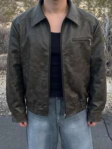 DAZY Autumn Solid Brown Suede Jacket And Coat For Men - Black - View 6
