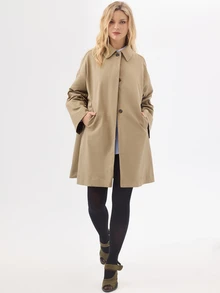 KÆRIA Hus Longline Car Coat - Polished Woven - Khaki - Trench Coat, Minimalist, Classic, Workwear, Elegant - Khaki - View 5