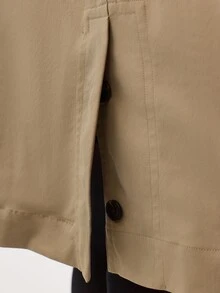 KÆRIA Hus Longline Car Coat - Polished Woven - Khaki - Trench Coat, Minimalist, Classic, Workwear, Elegant - Khaki - View 7