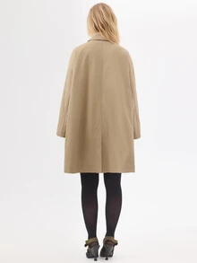 KÆRIA Hus Longline Car Coat - Polished Woven - Khaki - Trench Coat, Minimalist, Classic, Workwear, Elegant - Khaki - View 2