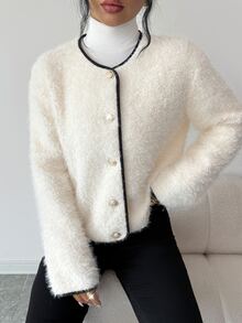 Elenzga Women's Colorblock Casual Versatile Daily Wear Long Sleeve Jacket - White - View 3