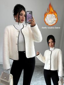 Elenzga Women's Colorblock Casual Versatile Daily Wear Long Sleeve Jacket - White - View 4