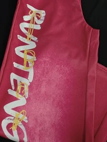 SuriyaCove Women's Letter Print Elastic Waist Gradient Loose Wide Leg Sweatpants - Multicolor - View 6