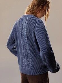 SHEIN Women's Casual Raglan Sleeve Sweater, Autumn/Winter - Blue - View 2
