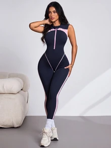 Slayform Women's Colorblock Casual Daily Travel Sports Jumpsuit - Multicolor - View 3