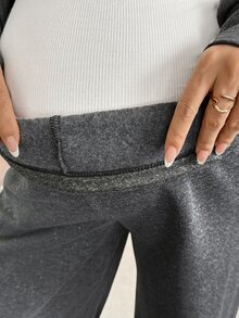 SHEIN Maternity Autumn/Winter Casual Thermal Lined Hooded Jacket & Pants 2 Pieces Set - Dark Grey - View 9
