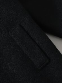 Souflis Souflis 2pcs Toddler Boy Woolen Trench Coat Hat Set Elegant Black Button Solid Pocket Long Sleeve Notched Lapel Thick Formal Party Winter Fall Christmas Chic - Black - View 7