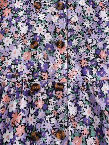 SHEIN Elladie kids 女童可愛碎花抓絨內裡連帽外套，休閒單排扣長袖秋冬款 - 紫色 - 查看 11