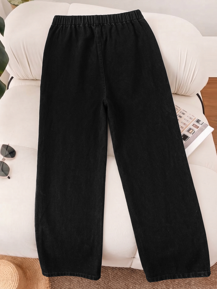 GlowEve CURVE Plus Size Women's Fashion Denim Jeans With Straps - Black - View 2