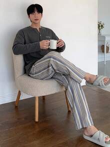 DAZY Summer Letter Print T-Shirt & Plaid Pants Men's Loungewear Set - Multicolor - View 4