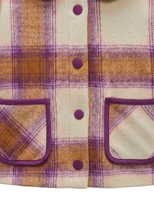 Nöista Checked Jacket With Contrast Collar And Pockets. Fall Winter, Back To School, Casual, Everyday. - Brown - View 12