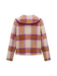 Nöista Checked Jacket With Contrast Collar And Pockets. Fall Winter, Back To School, Casual, Everyday. - Brown - View 10