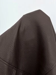 Pariaura Jaket Kulit PU Model Baru, Kerah Ganda, Bisa Dipakai Dua Cara, Jaket Retro Serbaguna untuk Sehari-hari - Coklat - View 7