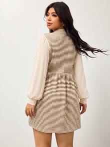 Enliva Plus Size Dresses Fall/Winter Dress Striped Dress Winter Dresses - Khaki - View 2