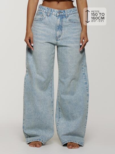 Musera Petite Mid Waist Baggy Fit Light Blue Wash Silver Button Denim Jeans Casual Essentials Everday Core Fall Autumn