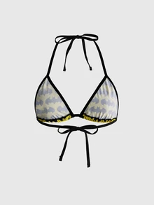 Batman X ROMWE Halter Neck Triangle Cup Bra Lingerie 3pcs - Multicolor - View 8