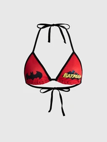 Batman X ROMWE Halter Neck Triangle Cup Bra Lingerie 3pcs - Multicolor - View 9