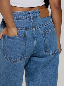 Musera Petite Classic Denim Jorts Basics Autumn Fall Cute Streetwear Going Out Casual Core Denim Spring Summer - Medium Wash - View 4